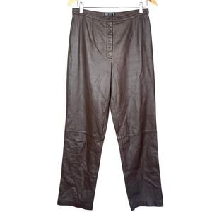 Vintage High Waisted Leather Trousers Pants Straight Leg